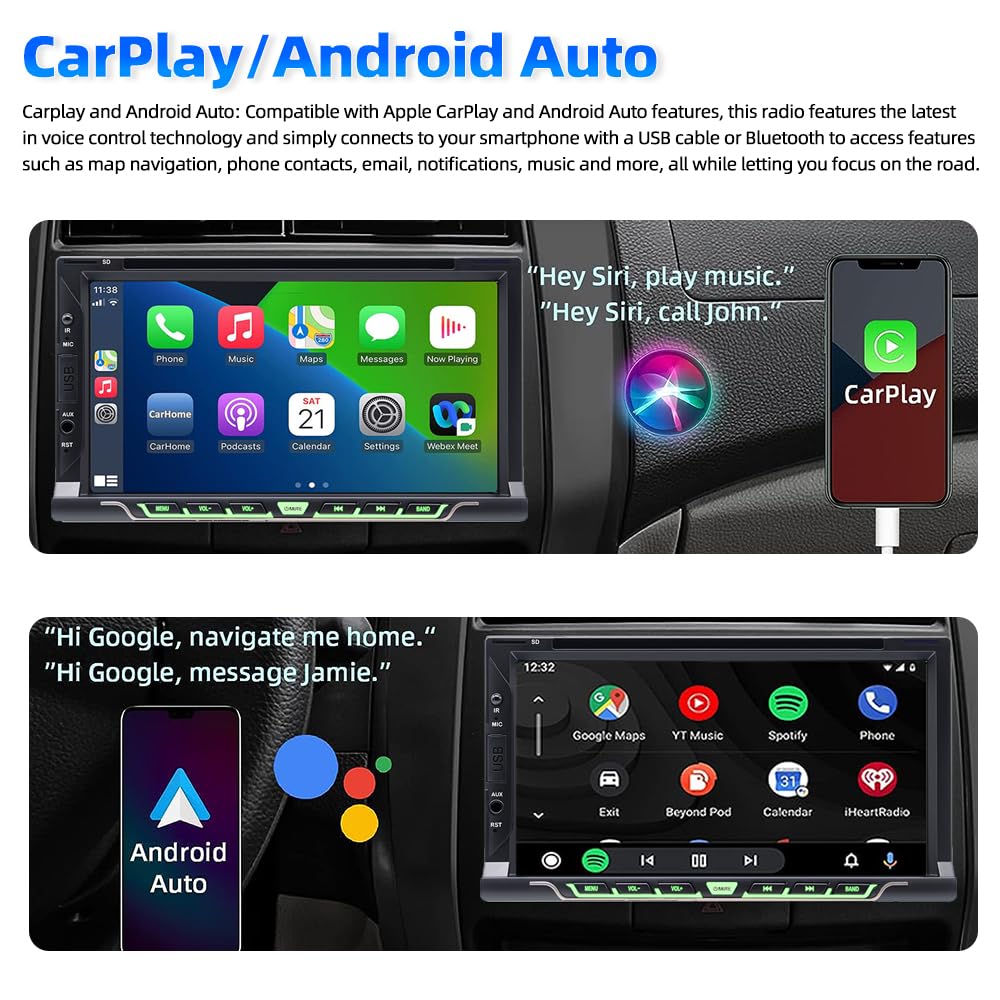 Amazon.co.jp: 2Din カーステレオ CD/DVD プレーヤー、CarPlay/Android