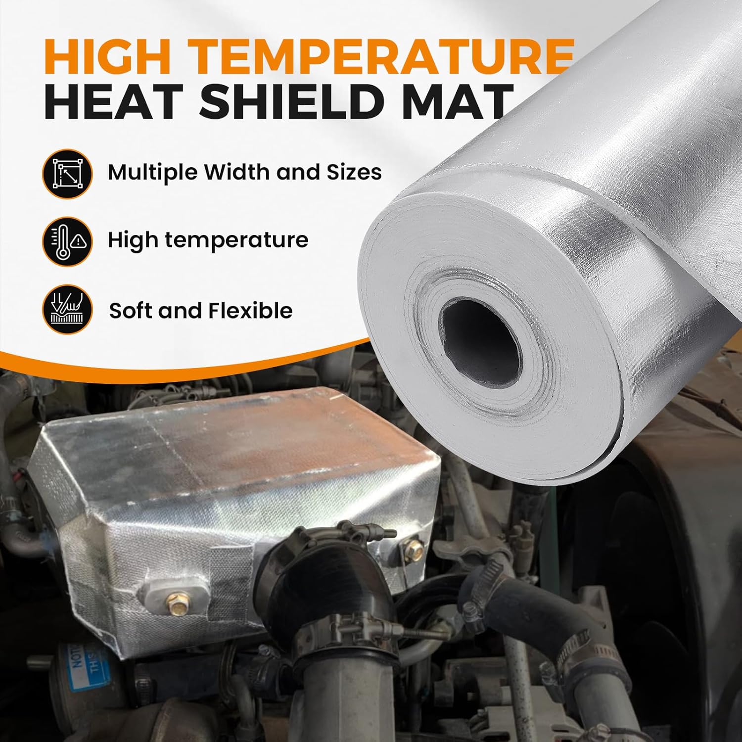 High Temperature Aluminum Foil Ceramic Fiber Pad - Heat Resistant Thermal Shield Protection Insulation Sheets (SELF-Adhesive(78MIL), 38'' x 35'')