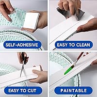 Vista 4 de COUKIU Moldura flexible para zócalo, base de goma para despegar y pegar, 2 pulgadas x 16.4 pies, base de vinilo autoadhesiva (extra blanco)