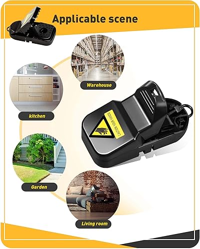 Miniatura 6 de VEFEFI Trampas para ratones, paquete de 12 unidades, para casa, interior y exterior, trampas pequeñas para ratones para casa en interiores, trampa
