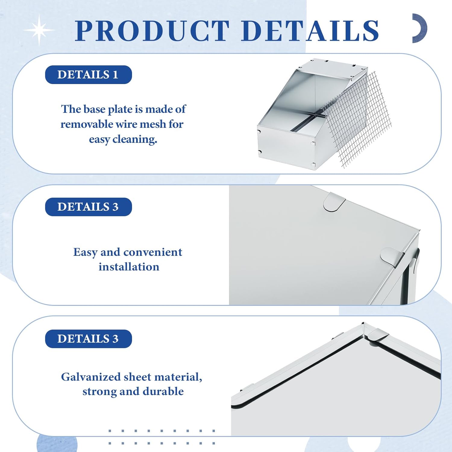Maxcheck Galvanized Metal Rabbit Nesting Box with Removable Wire Mesh Bottom 18.5 x 10.6 x 10 Inches Bunny Small Animal Nest Durable Easy to Clean for Indoor Outdoor Use Rabbit Supplies