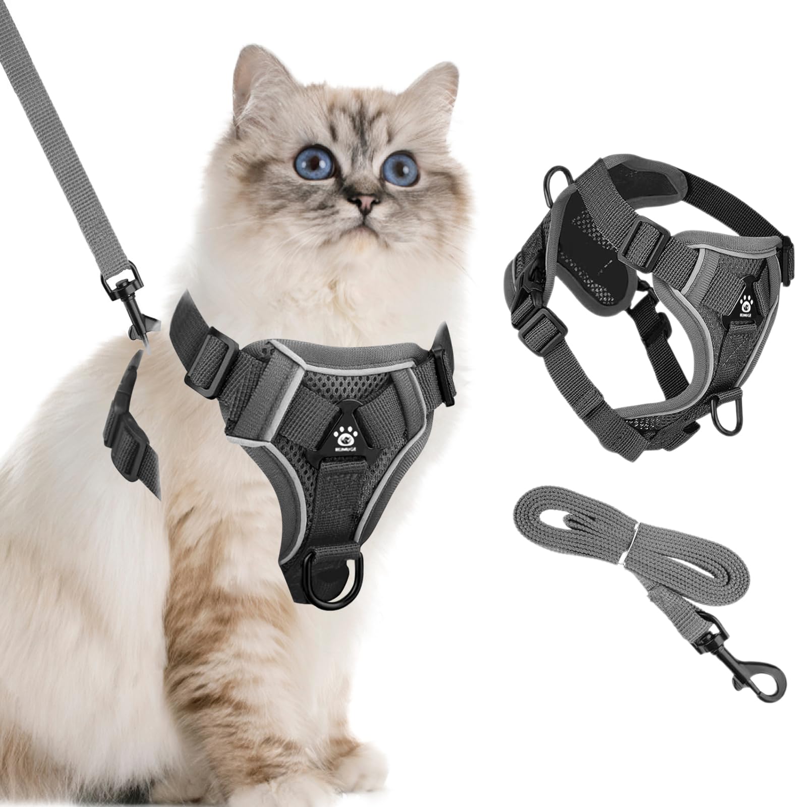 Air-Mesh Atmungsaktiv Brustgeschirr, Verstellbares Katzengeschirr mit 1,5m Leine, Reflektierend Weich Gepolstert Hunde Geschirr, Ausbruchsicher Hund Geschirr für Welpen Hase Katze (S)