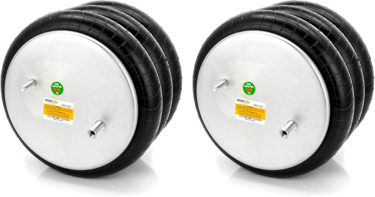 2 pack of TORQUE Triple Convoluted Air Spring Bag (Replaces Firestone 7797, W01-358-7797, Hendrickson 1346) (2 x TR7797)