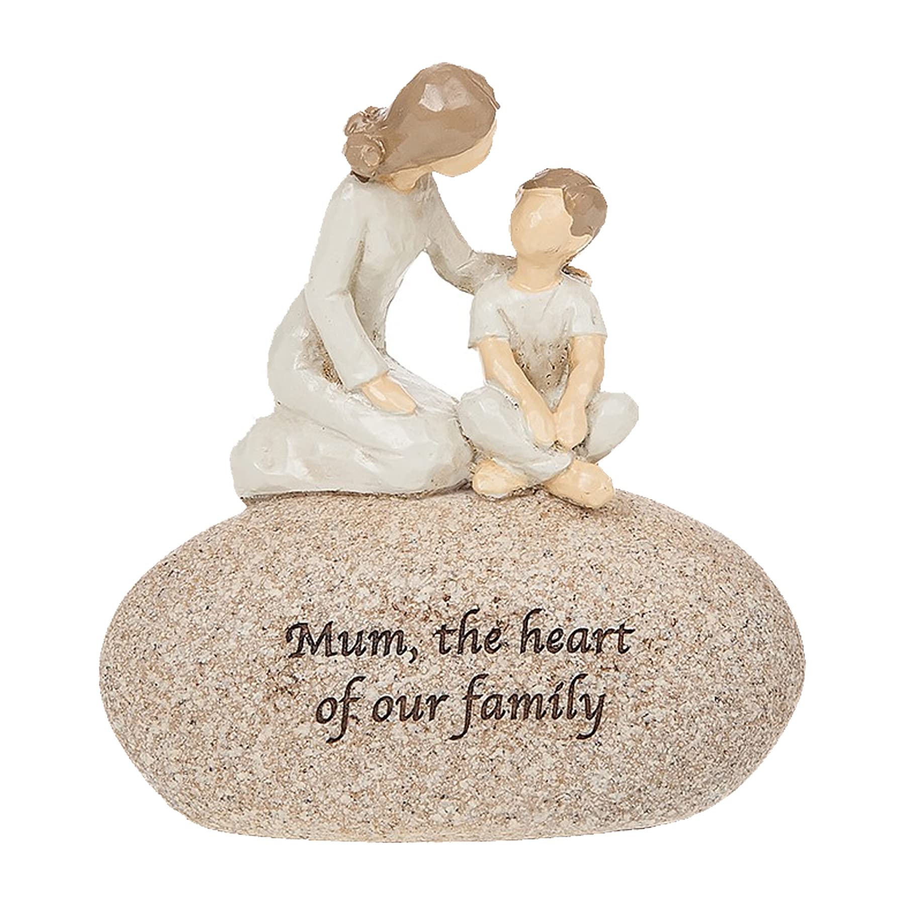 Widdle Gifts Stone Sentiment Pebble Ornament With Heartfelt Wording (Mum Heart Of Our Family 4554)