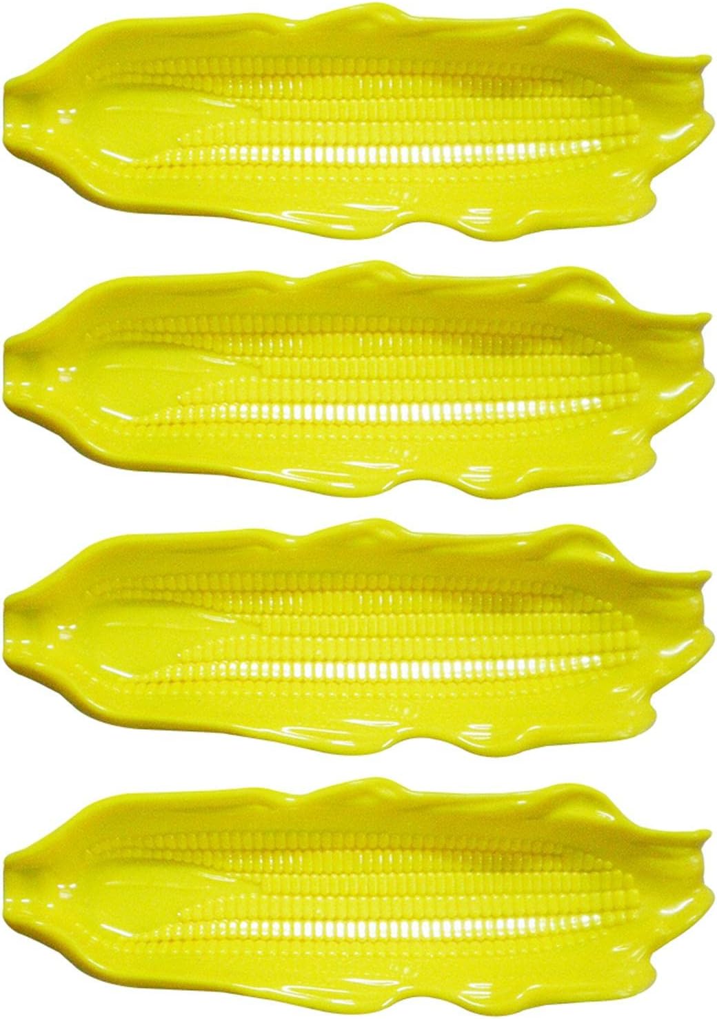 QOTSTEOS Plastic Corn Trays, 4pcs Corn Dishes Storage, Easy Clean Party Camping Storage Container Kitchen Barbecue Tool Plate Corn Tray(Yellow)