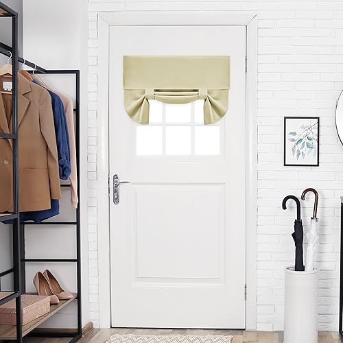 Miniatura 141 de Deconovo Cortina opaca de Navidad para puertas de vidrio y luces laterales, panel de privacidad con aislamiento térmico con doble bolsillo para