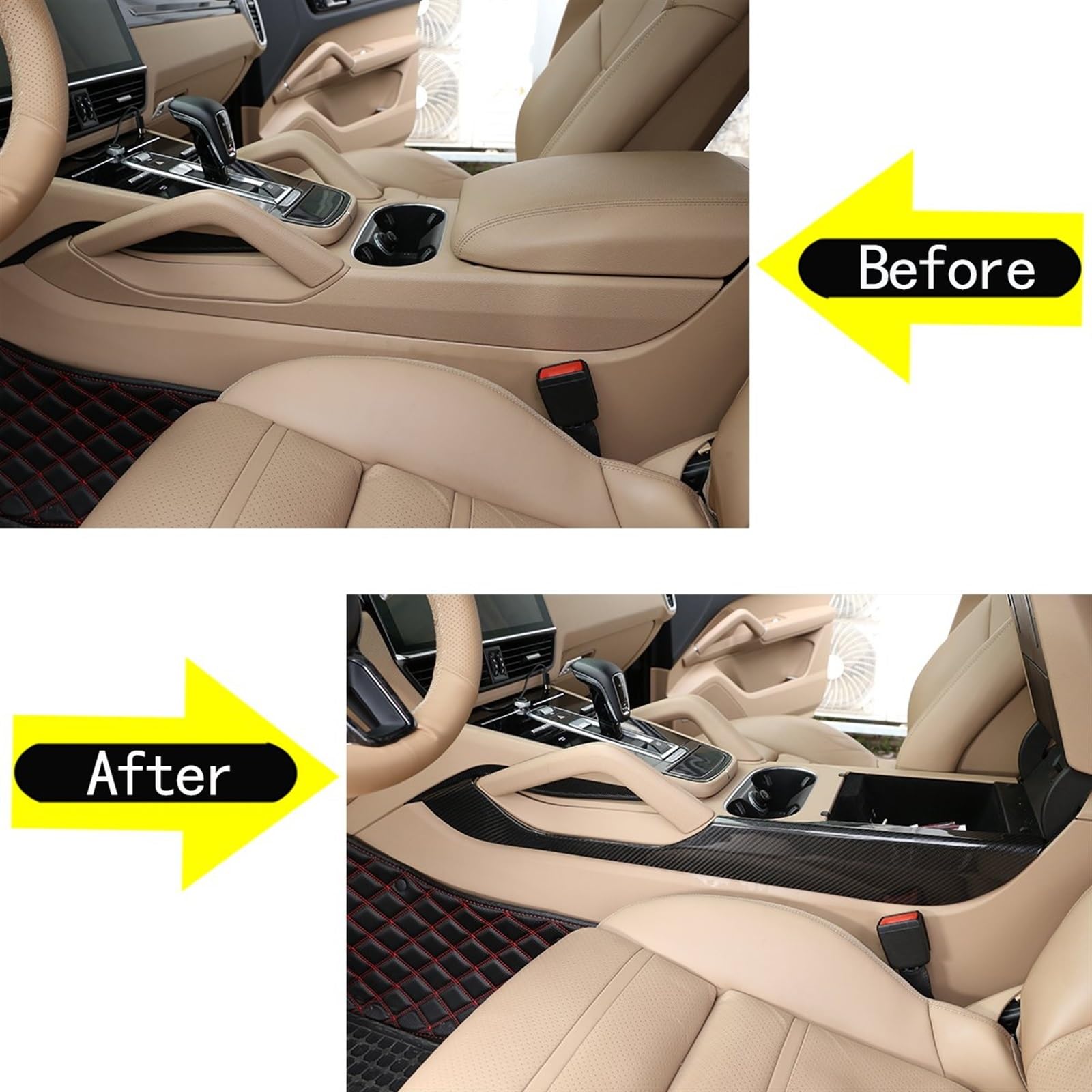 Komponenten Echte Kohlefaser Car Central Control Gear Shift Panel Side Trim Strips Cover Für Porsche Cayenne 2018-2023