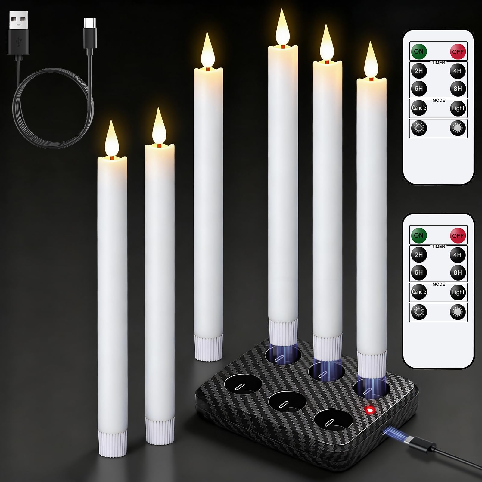 Photo 1 of GenSwin Rechargeable Flameless Taper Candles, White