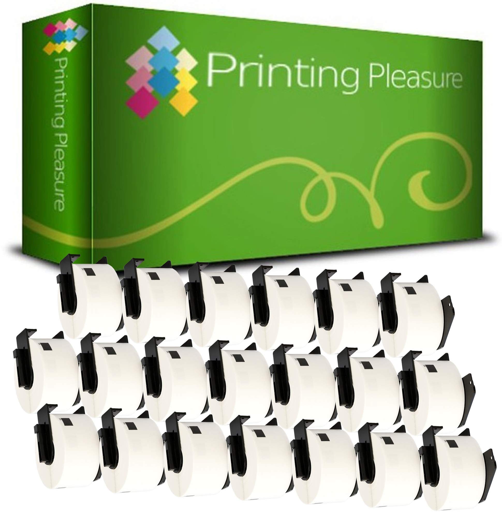 20 x DK11208 Adressetiketten kompatibel für Brother P-Touch QL-500 QL-570 QL-700 QL-720NW QL-800 QL-810W QL-820NWB QL-1100 QL-1110NWB | 38mm x 90mm | 400 Stück | Thermopapier mit Kunststoffhalter