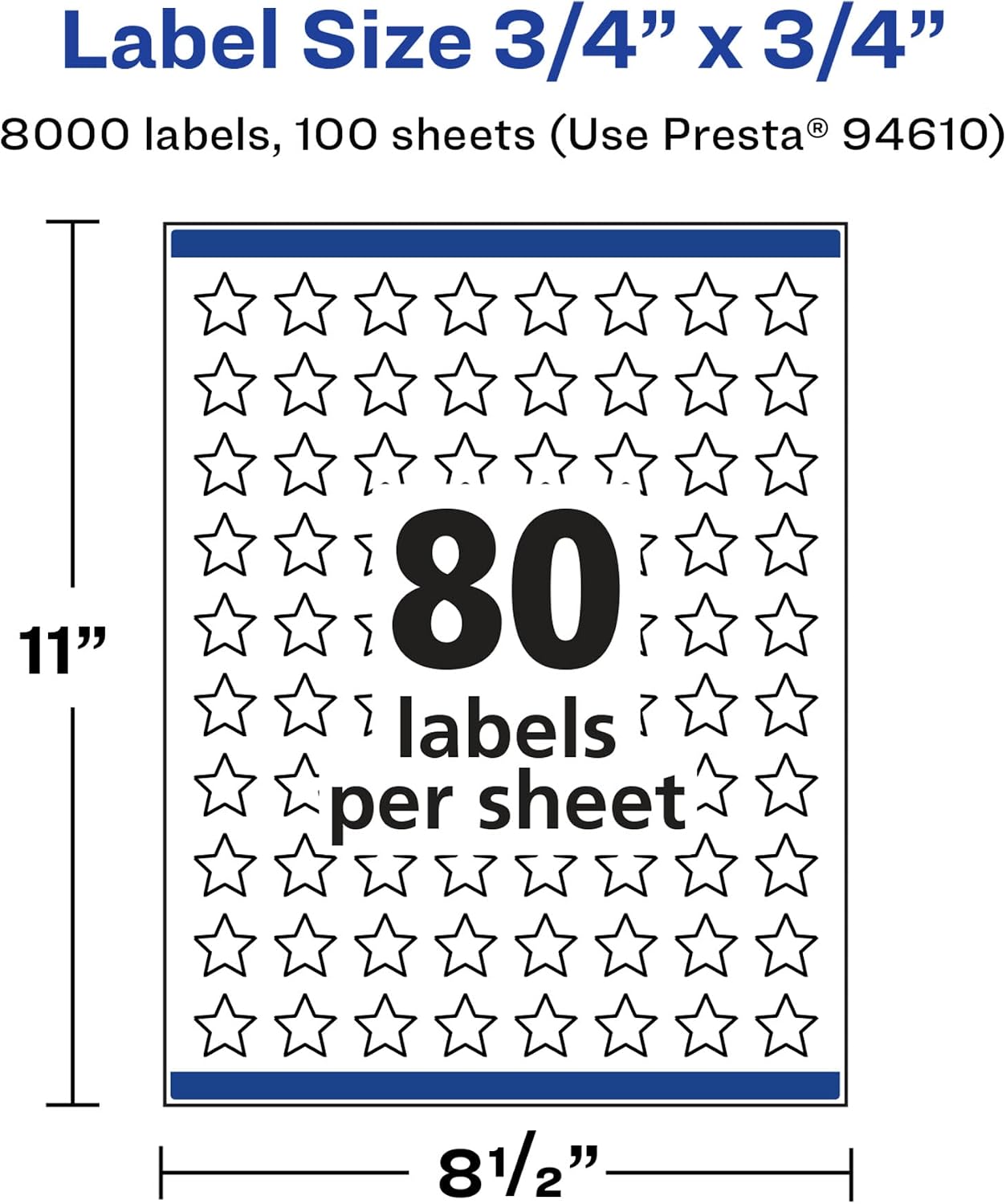 Avery Glossy White Star Labels, Sure Feed Technology, 3/4" x 3/4", 8,000 Glossy White Labels, Print-to-The-Edge, Permanent Adhesive, Laser/Inkjet Printable