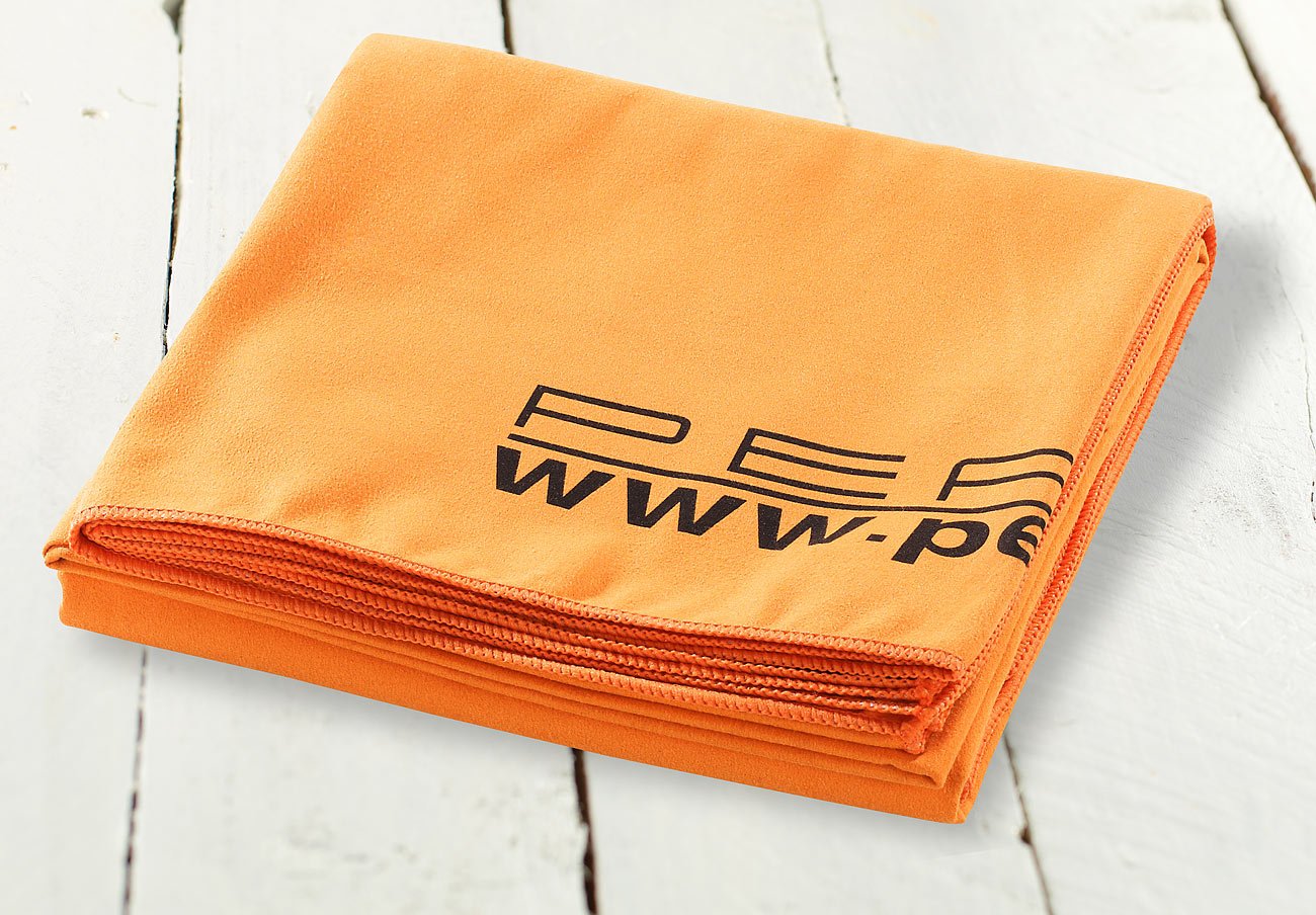 PEARL Microfleece Handtuch: 5er-Set extra-saugfähige Mikrofaser-Badetücher, 180 x 90 cm, orange (Microfaser Handtuch groß, Mikrofasertuch Badetuch, Sauna)