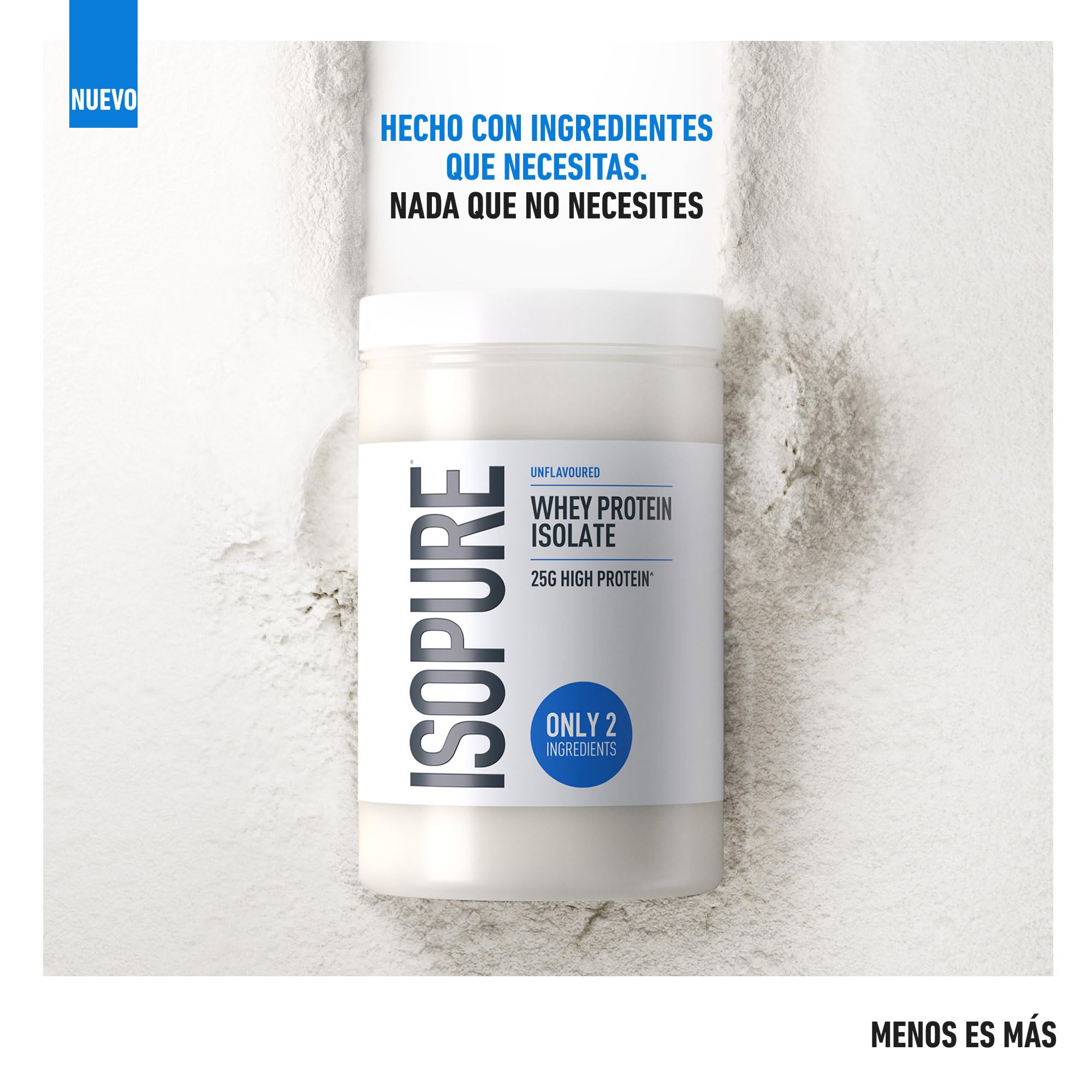 Isopure Aislado de Proteína de Suero sin Sabor – 25?g de Proteína por Ración, Bajo en Azúcar y Grasas, Sin Aromas ni Edulcorantes Artificiales, Solo 2 Ingredientes, 435?g