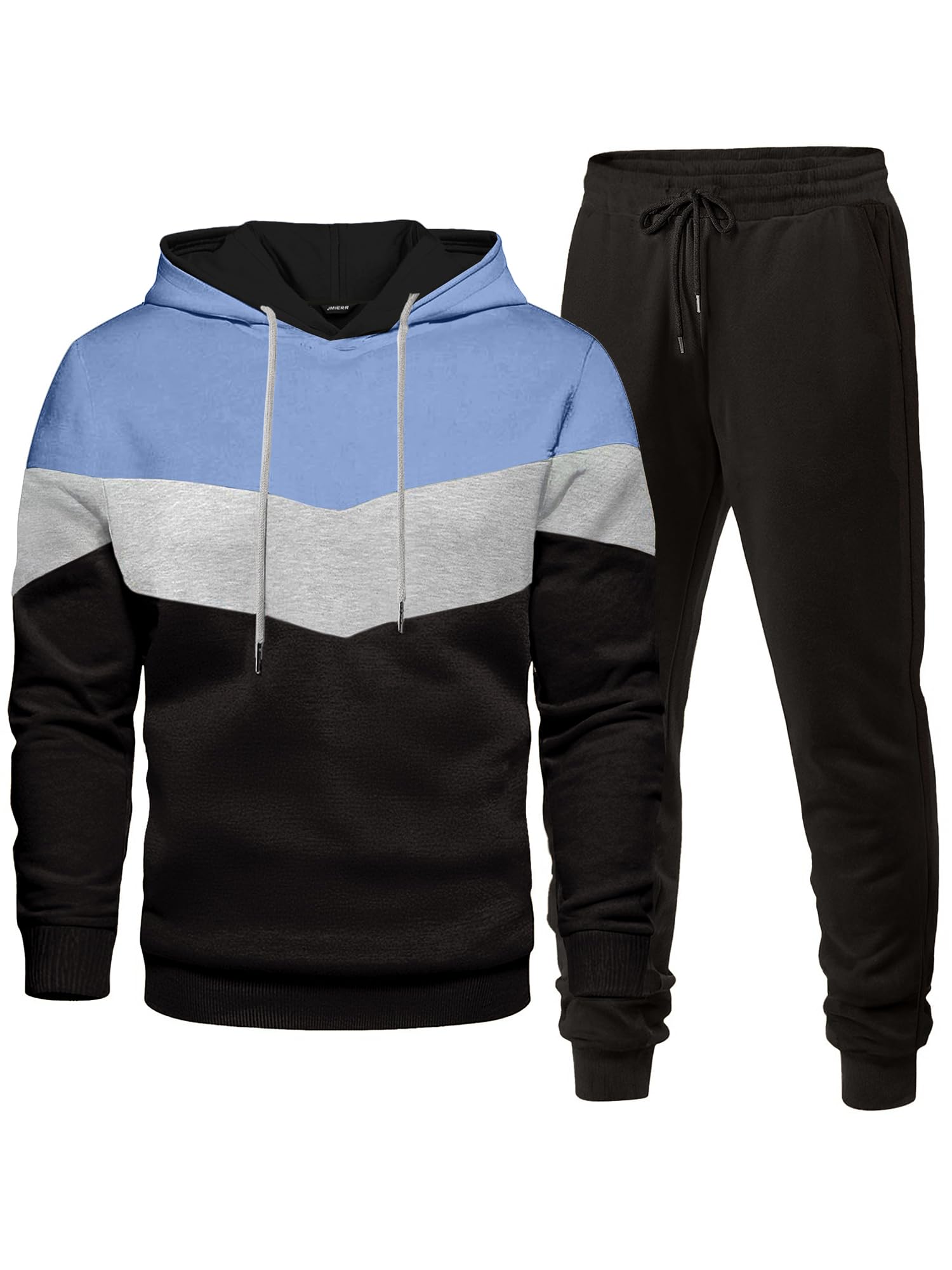Men's Hoodie Tracksuit 2 Pieces Set Novelty Color Block Pullover