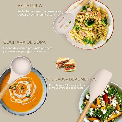 Miniatura 7 de Juego de utensilios de cocina Umite de cocina 24 piezas antiadherentes de silicona utensilios de cocina juego de espátula con soporte mango de