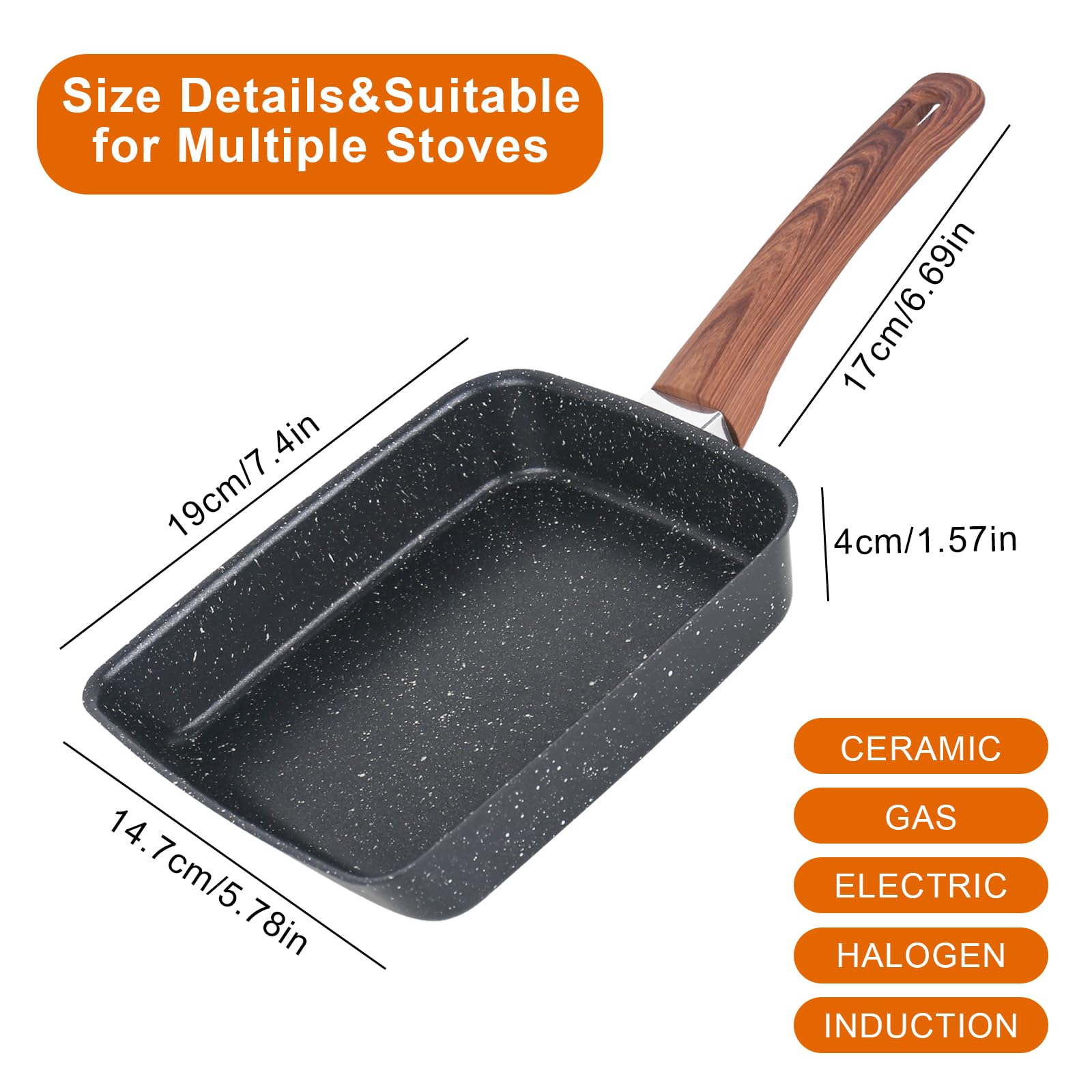 Padella Tamagoyaki Per Frittata Giapponese - Antiaderente, Con Spatola E Pennello, Senza PFOA - Foto 7