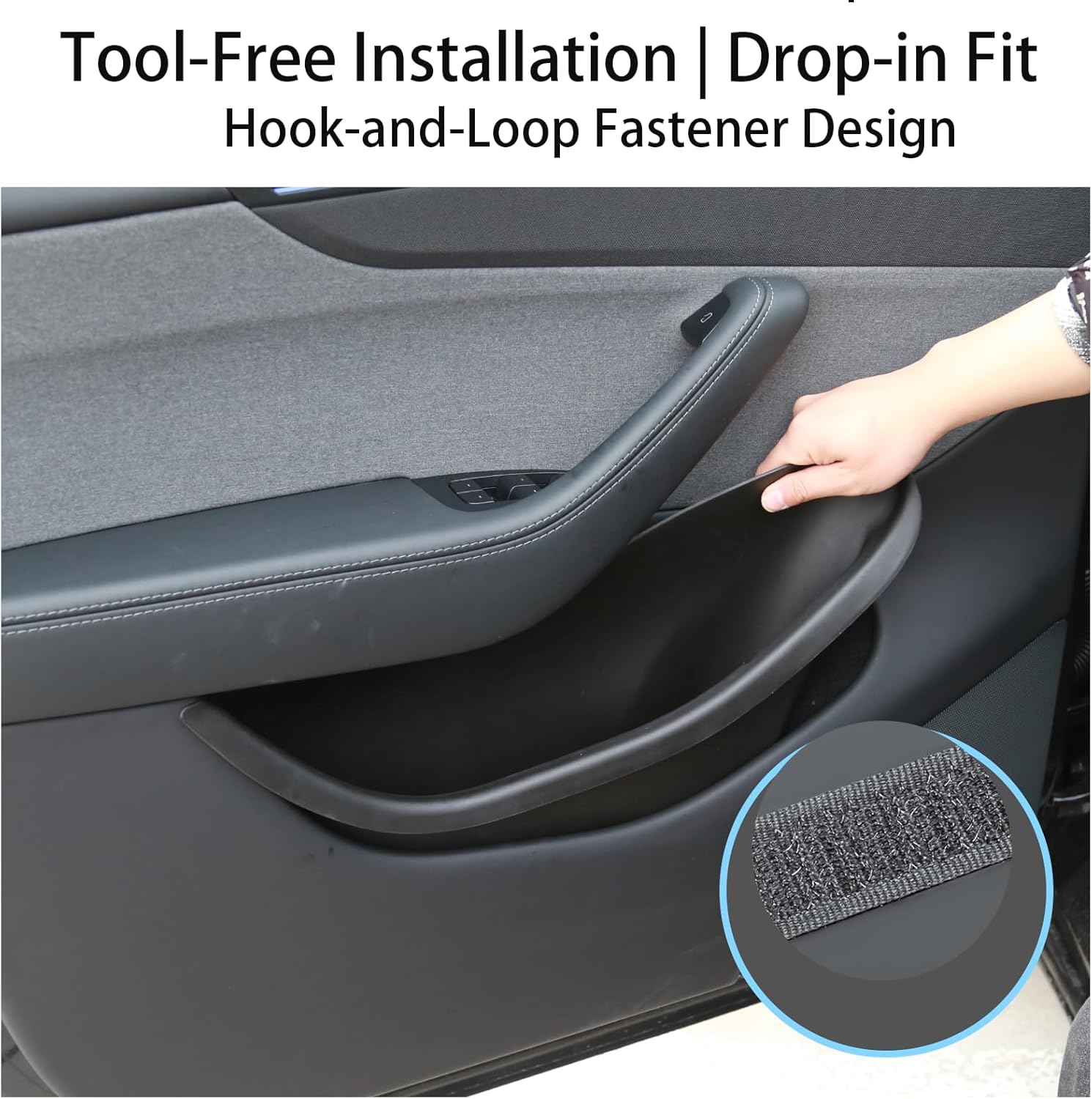 2025 2026 Tesla Model Y Juniper Door Pocket Liner Storage Box Organizer Front & Rear Side Door Inserts for Juniper Full-Cover TPE Waterproof Refresh Model Y Accessories 4PCS