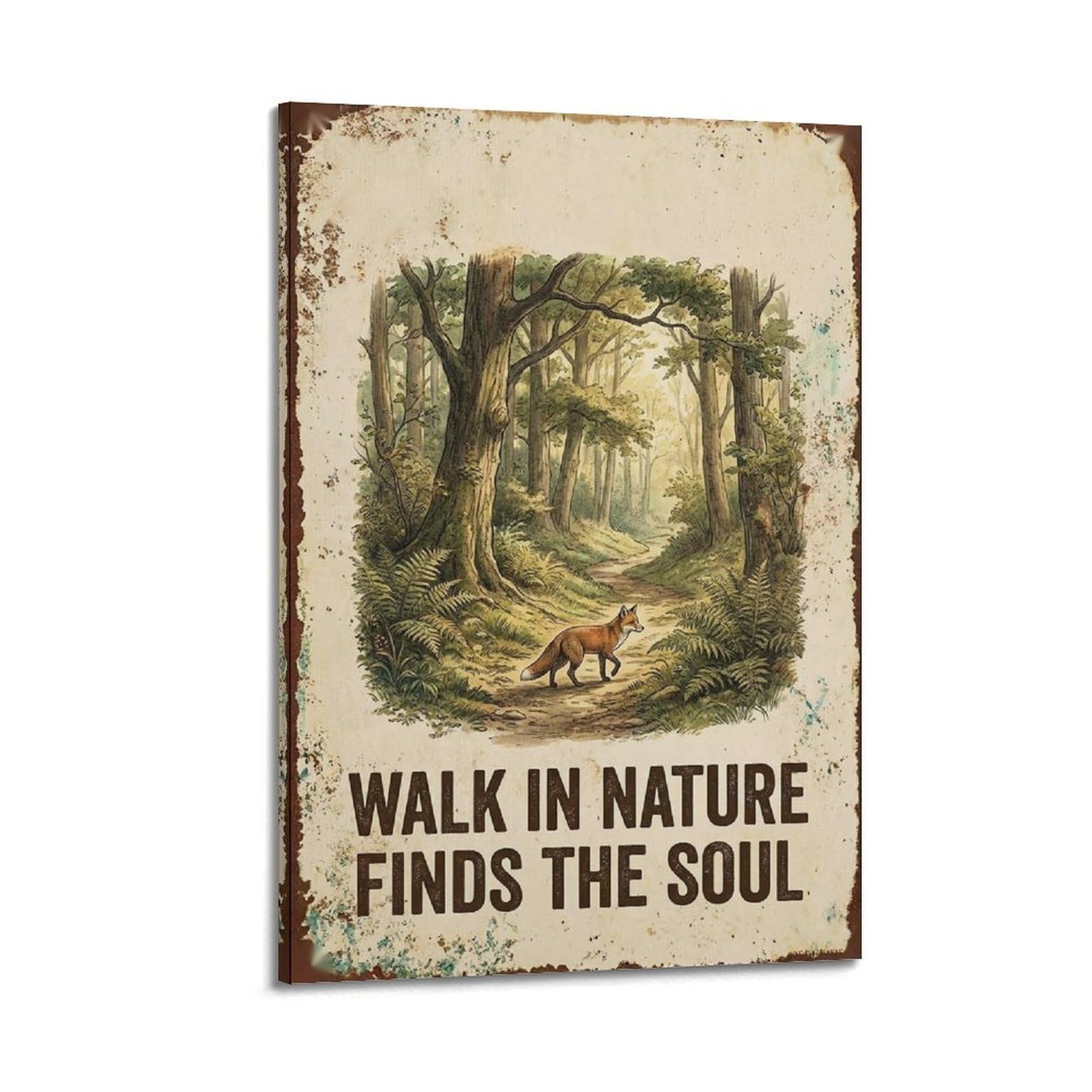 OKAHYS Rustic Quote Classic Vintage Botanical Poster Walk Soul Modern Decorative Canvas Prints - Ideal Wall Art for Family, Man Cave, Game Room, Boys & Girls Bedroom 24x36inch