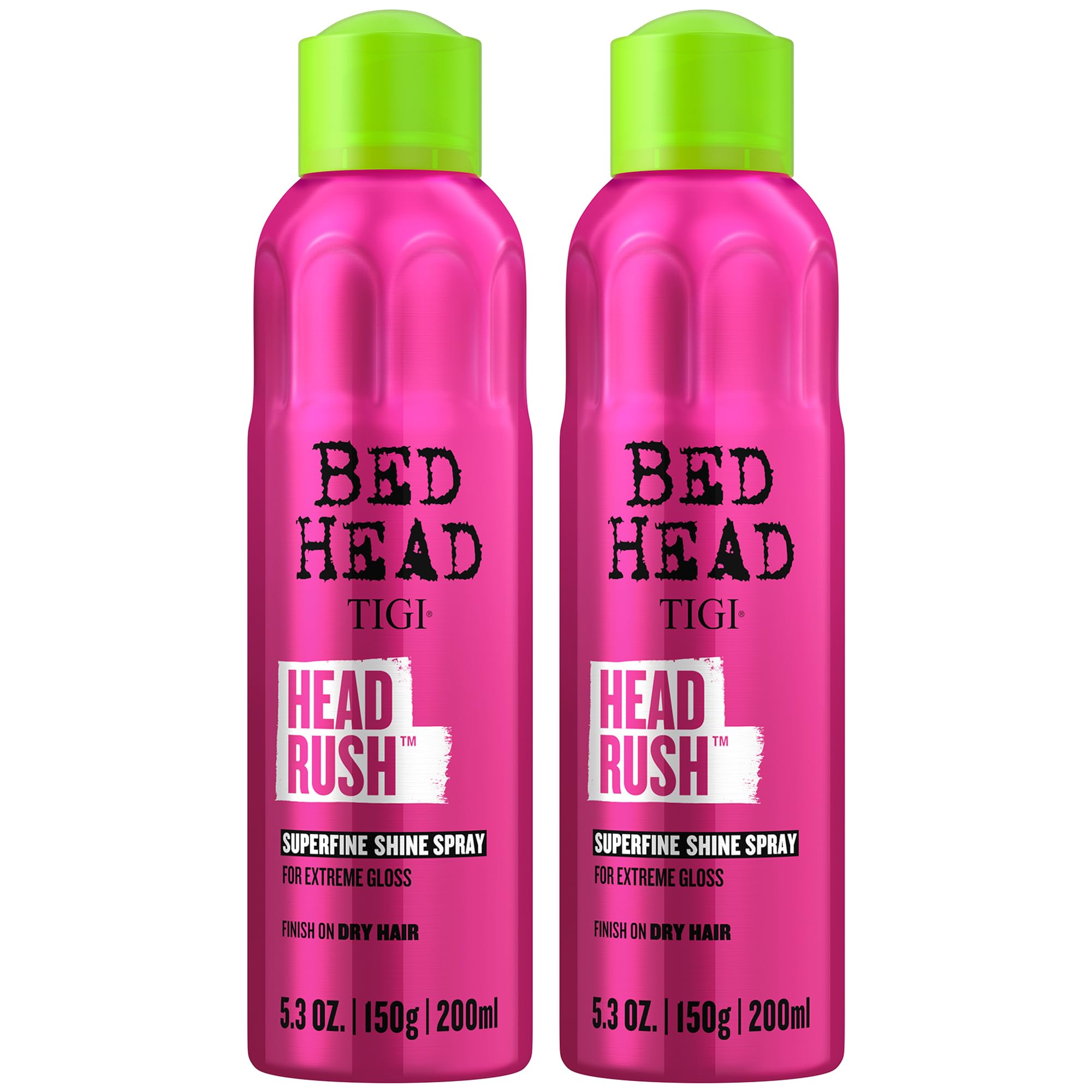 TIGI Bed Head Superfine Shine Spray, Head Rush 2-Pack – Finishing Spray with Silk Protein for Smooth, Shiny Hair, Exotic Tropical Fragrance, 5.3 Oz Ea