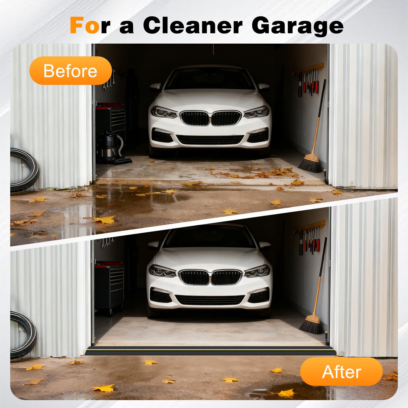 Joint Porte Garage 6m, 13mm Épaisseur Joint de Seuil Garage Remplacement de Coupe-Froid, Joint Seuil Porte de Garage Empêcher l'Infiltration d'Eau, les Feuilles, la Poussière, le Vent