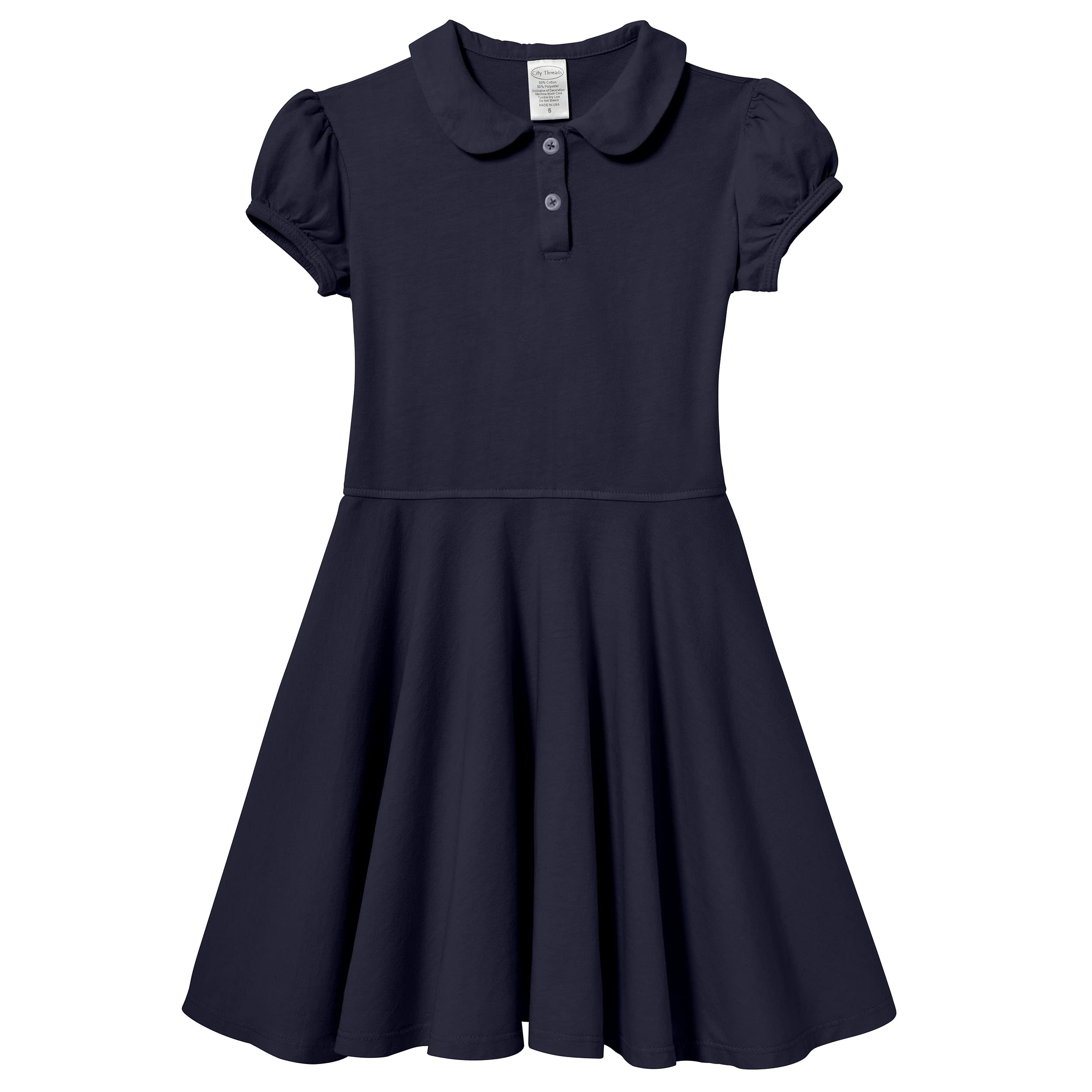 City Threads Girls' Cotton Polo Puff Tee Dress