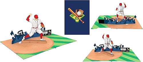 Miniatura 5 de Béisbol  Tarjeta de felicitación desplegable 3D para todas las ocasiones  amor, cumpleaños, Navidad, deportes, felicitaciones  Nota de mensaje
