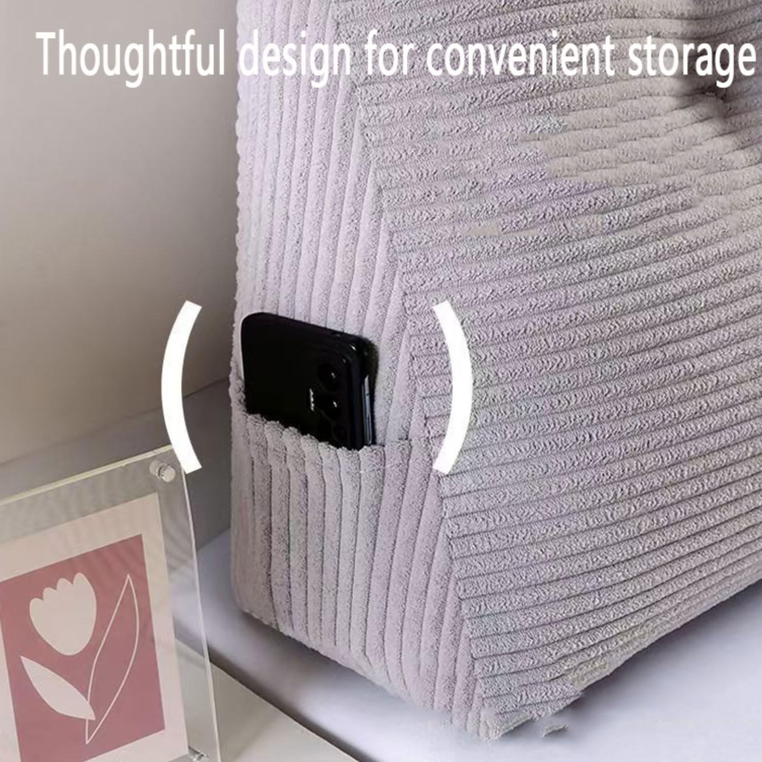 Cuscino Letto Schiena Grandi Cuscini Triangolari Schienale Testata Letto Divano Cuscino Lettura Cuscino per TV e Lettura Cuscino Supporto Lombare con Tessuto sfoderabile/Lavabile