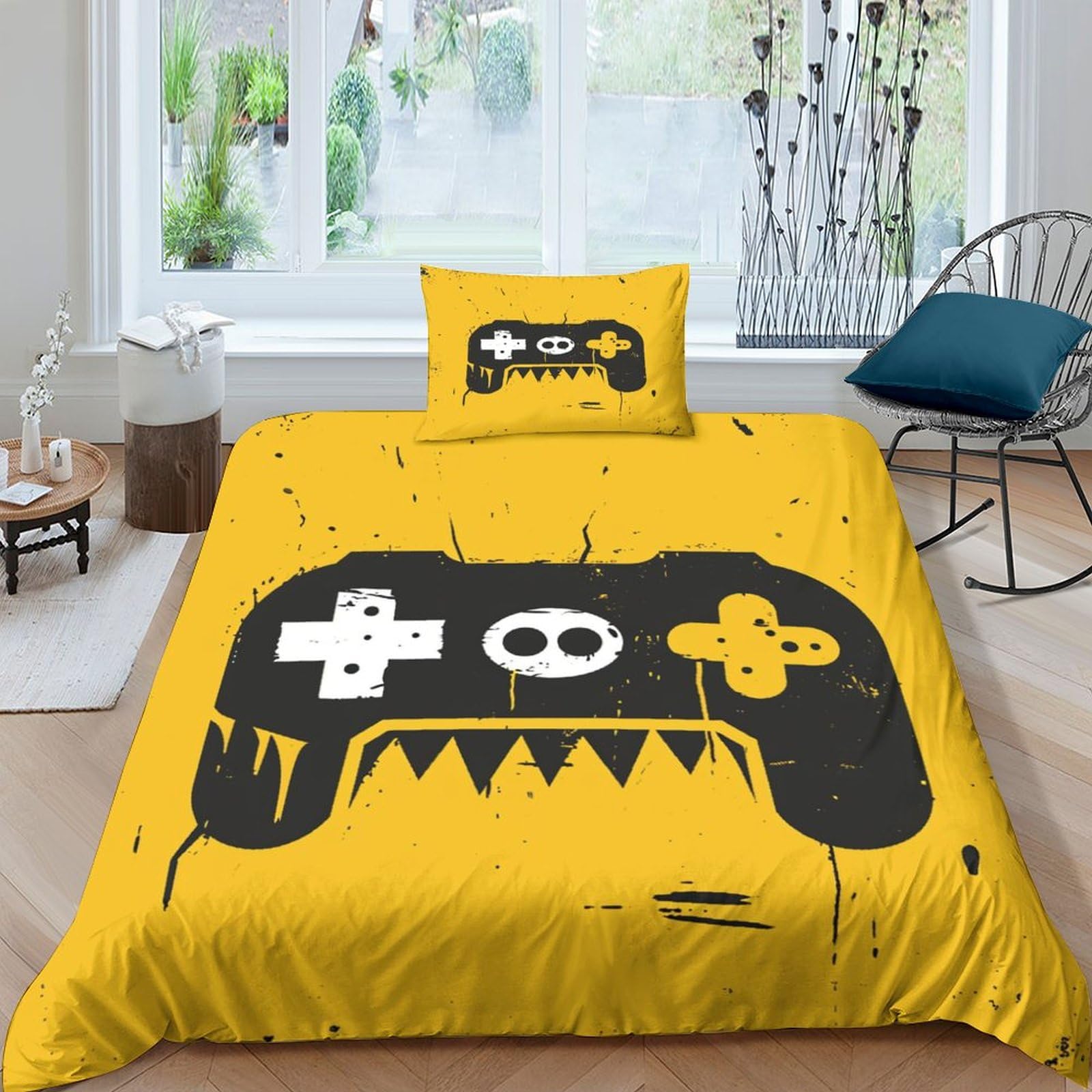 UENDOKRNN Colourful Gamepad Duvet Cover 3 PCS Hotel Quality Quilt Cover Bedding Sets Bed Covers with Pillowcases with Zipper Closure Ultra Soft Anti Allergic Microfiber Single（135x200cm）