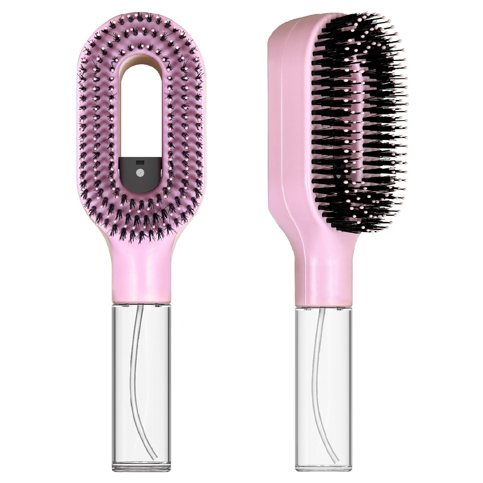 Photo 1 of 2-in-1 Manual Non-Electric Detangler Hair Brush with Built-In Mister Spray, Wet & Dry Detangling Brush for Curly, Wavy & Straight Hair, No-Tangle Anti-Frizz Brush?Reservoir 50ml.(Pink)