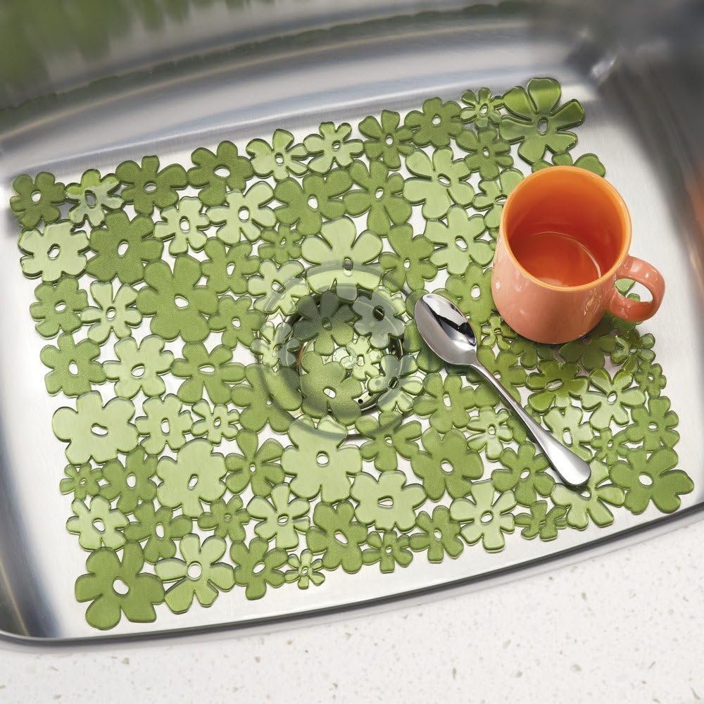 InterDesign Blumz Kitchen Sink Protector Mat - Large, Green
