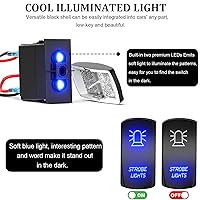 Vista 2 de Interruptor basculante, luces estroboscópicas, interruptor de palanca grabado con láser, interruptor de encendido/apagado, SPST 5 pines, 12 V, 24 V