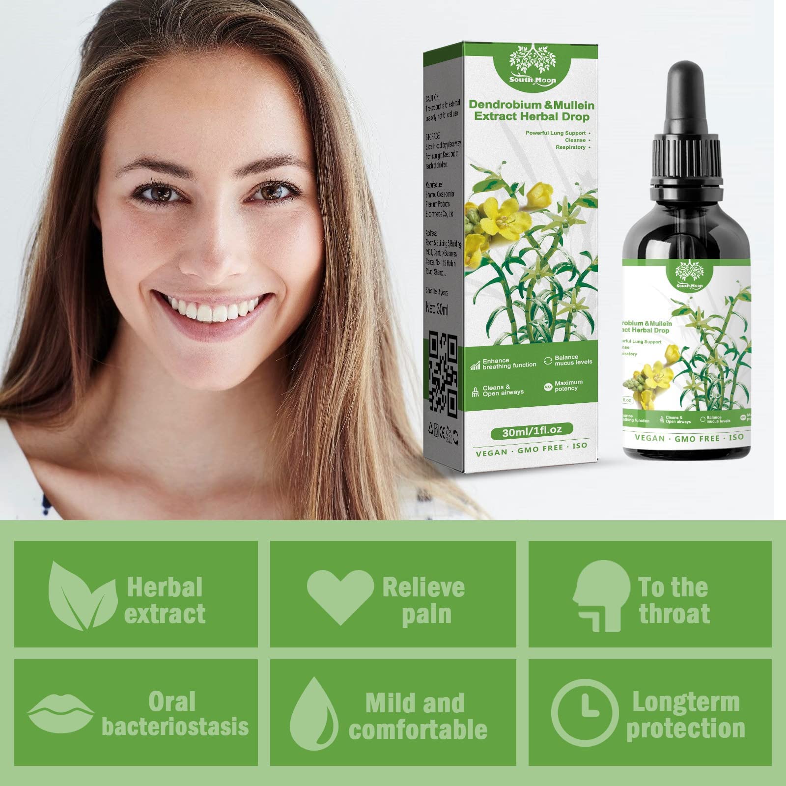 ClearBreath Dendrobium ekstrakt z mulleiny – silne wsparcie płuc oraz oczyszczanie i oddychanie ziołowe serum płuc