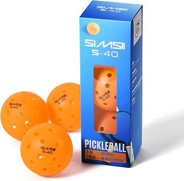 S-40 Outdoor Pickleball Balls - 40 Holes, Approved by the USAPA - Durable PE Material, Seamless Construction, Tournament Grade, 3/12/40/100 Pack - Pickleballs