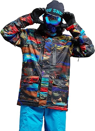 Miniatura 5 de Chaqueta de esquí para hombre, chaqueta de nieve impermeable para snowboard, chaqueta de nieve aislada a prueba de viento con capucha cálida