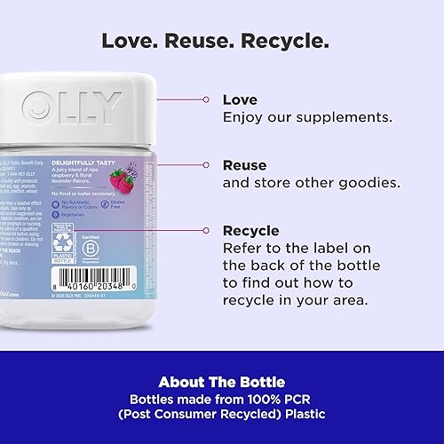 Miniatura 4 de OLLY Gomitas de magnesio relajantes, apoyan la relajación muscular*, citrato de magnesio, sabor frambuesa y lavanda, suministro para 15 días - 60