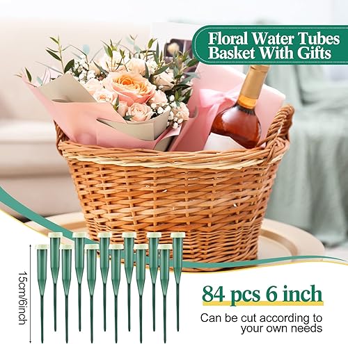 Miniatura 3 de 144 tubos de agua florales verdes, tubos de flores de plástico para flores frescas con tapa de goma para arreglos de tallos florales, 2 tamaños (12