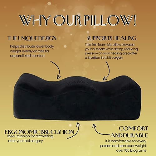 Miniatura 3 de Almohada de glúteos después de la cirugía – Cojín de apoyo para recuperación de levantamiento de glúteos | Ultra cómodo con 3 capas para un máximo