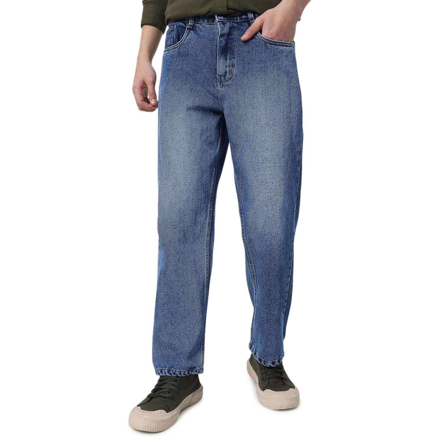 neostreak Men's Loose Baggy Fit Heavy Washed Jeans Non-Stretchable-picture-40