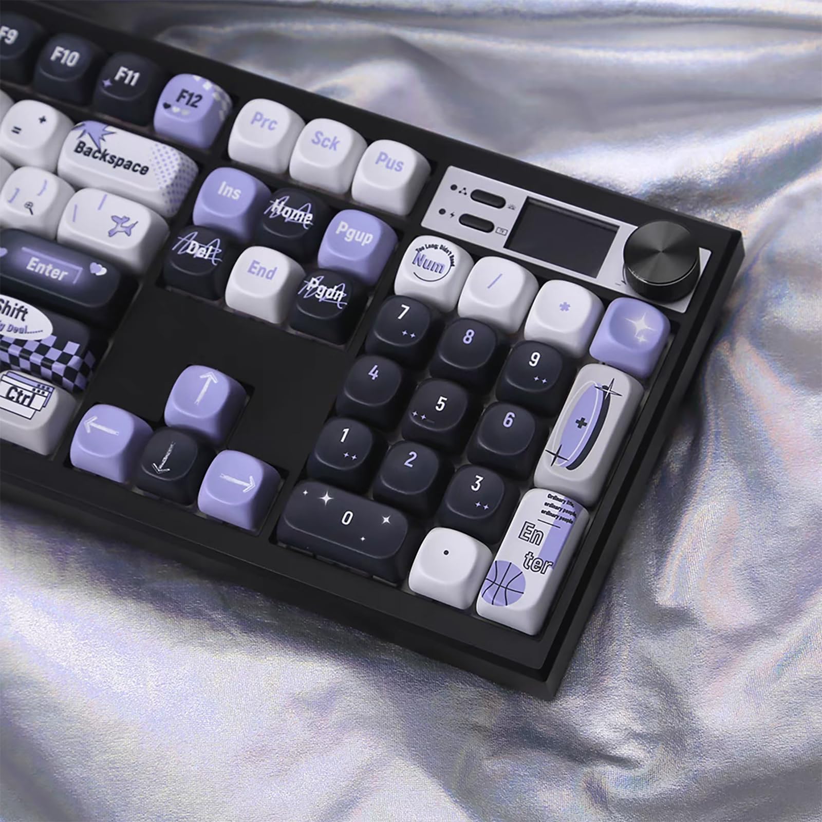 GMK104 - Kit de teclado mecánico de tamaño completo con pantalla y perilla, VIA programable HotSwap inalámbrico BT5.0/2.4G/Tipo-C montado en junta PCB Barebones personalizado, kit de bricolaje
