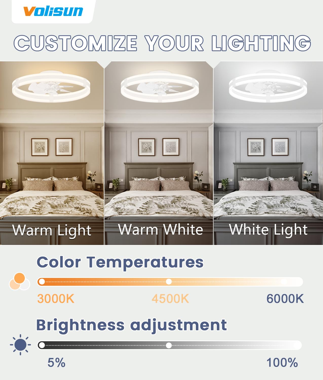 VOLISUN Ceiling Fan with Lights - Remote & App Control -4 VOLISUN Ceiling Fan with Lights - Remote & App Control -4
