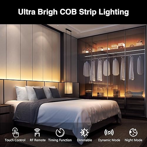 Miniatura 7 de DAYBETTER COB - Tira de luz LED blanca sintonizable, 32.8 pies32.8 ft, 6080 LED, tiras de luz LED blancas con control remoto, 2700K-6500K luz de