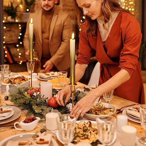 Miniatura 3 de Wondise - Velas cónicas sin llama con temporizador y control remoto, 9 pulgadas, funcionamiento a pilas, parpadeo realista, velas para ventana, para