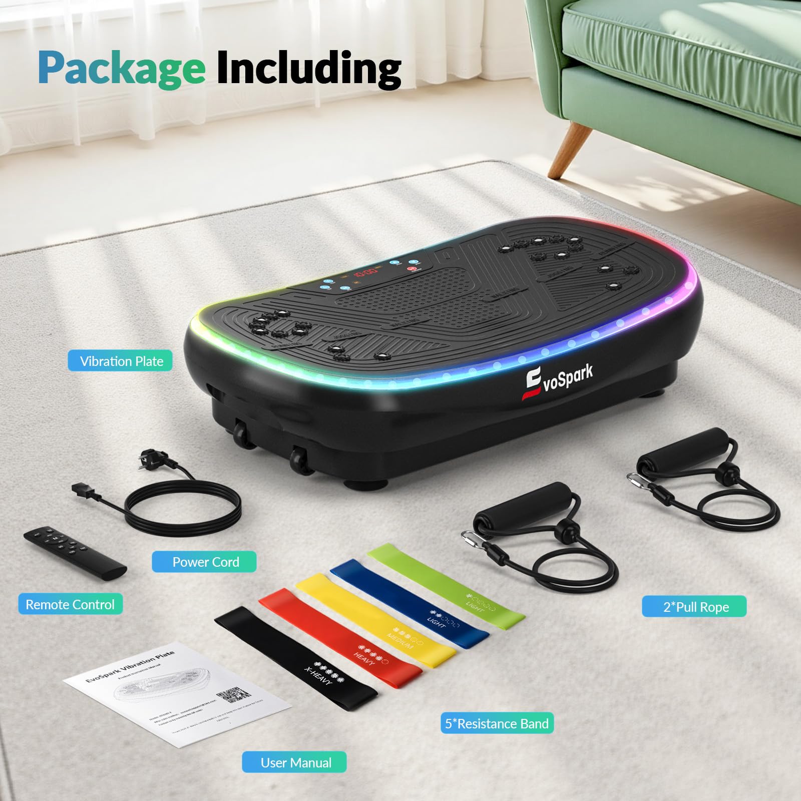 Vibrationsplatte 4D PRO 7-in-1 Vibrationsplatte Testsieger 2025 mit 900W Dreifachmotorsystem, Ganzkörper-Vibrationsplatte mit 9 coolen LED-Lichtern,550 LBS Kapazität für Home Workout