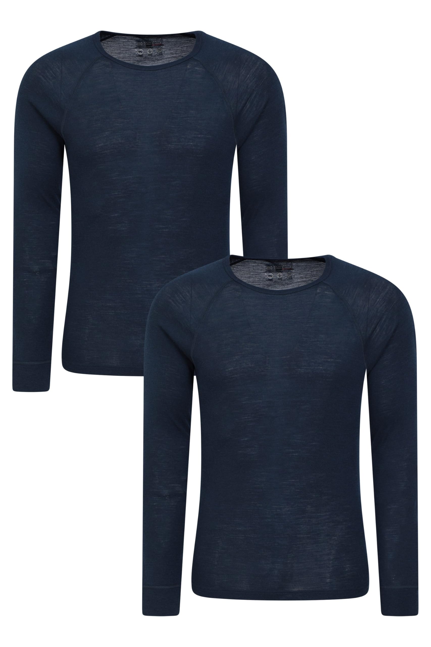 Mountain Warehouse Merino Mens Baselayer Top 2-Pack Navy (2 Pack) 3XL