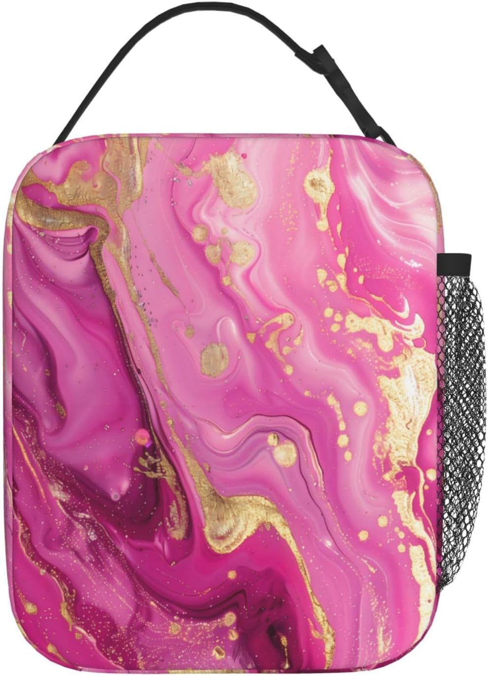 Insulated Lunch Box for Women Men, Art Pink Marble Theme Lunch Box Reusable Portable Lunch Bag Cooler Tote Waterproof Lunch Container for Office Picnic Work Travel - Image 3