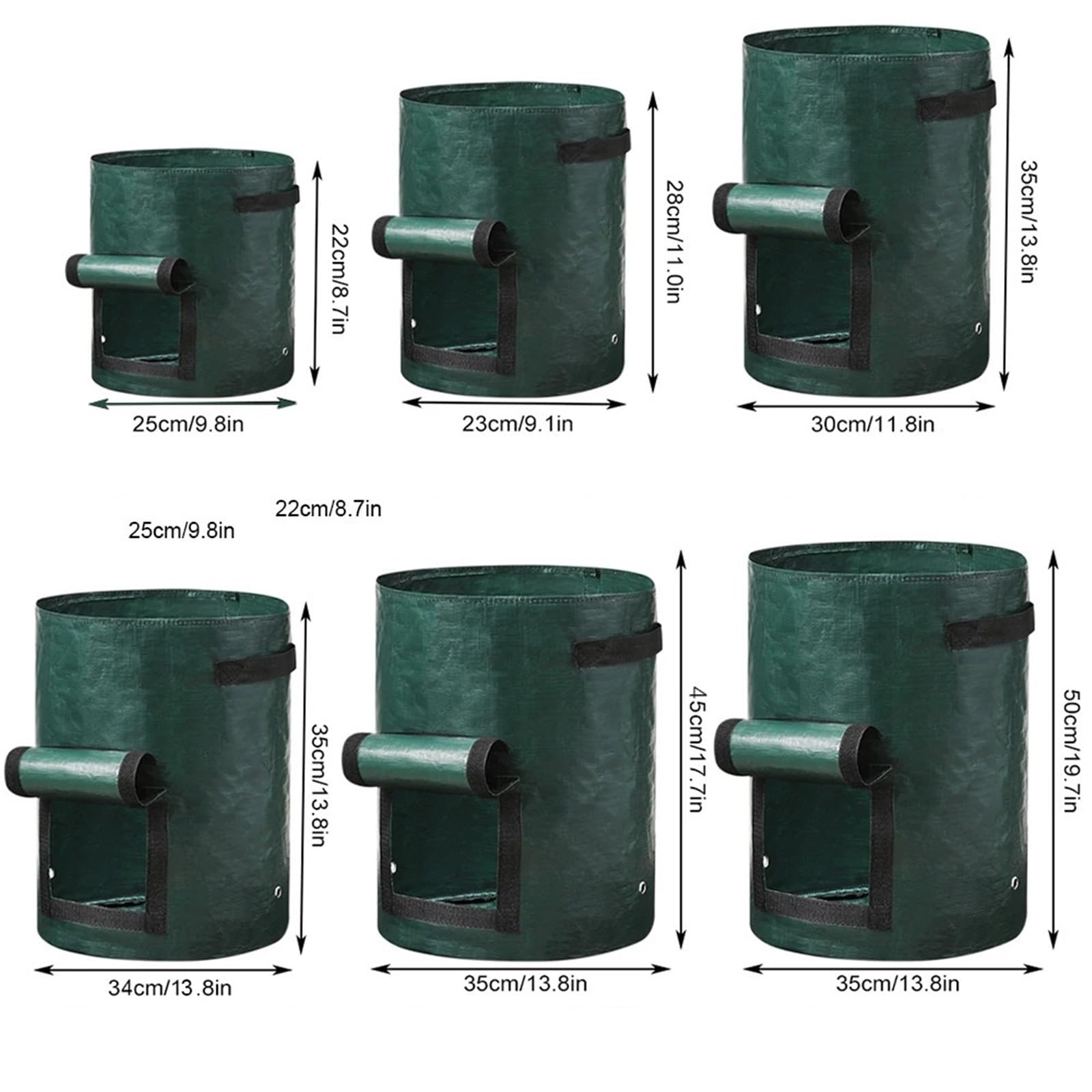 Worki z włókniny do sadzonek, Zagęszczone torby PE do uprawy roślin z uchwytem na warzywa cebulowe - zielone, 3-10 galonów(Green 30x35cm,3pcs)