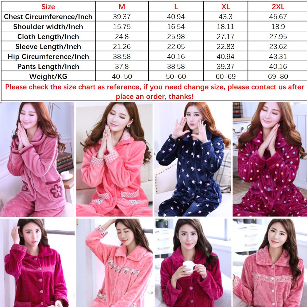 FANCYPUMPKIN Pyjama en Flanelle pour Femmes Plus épais