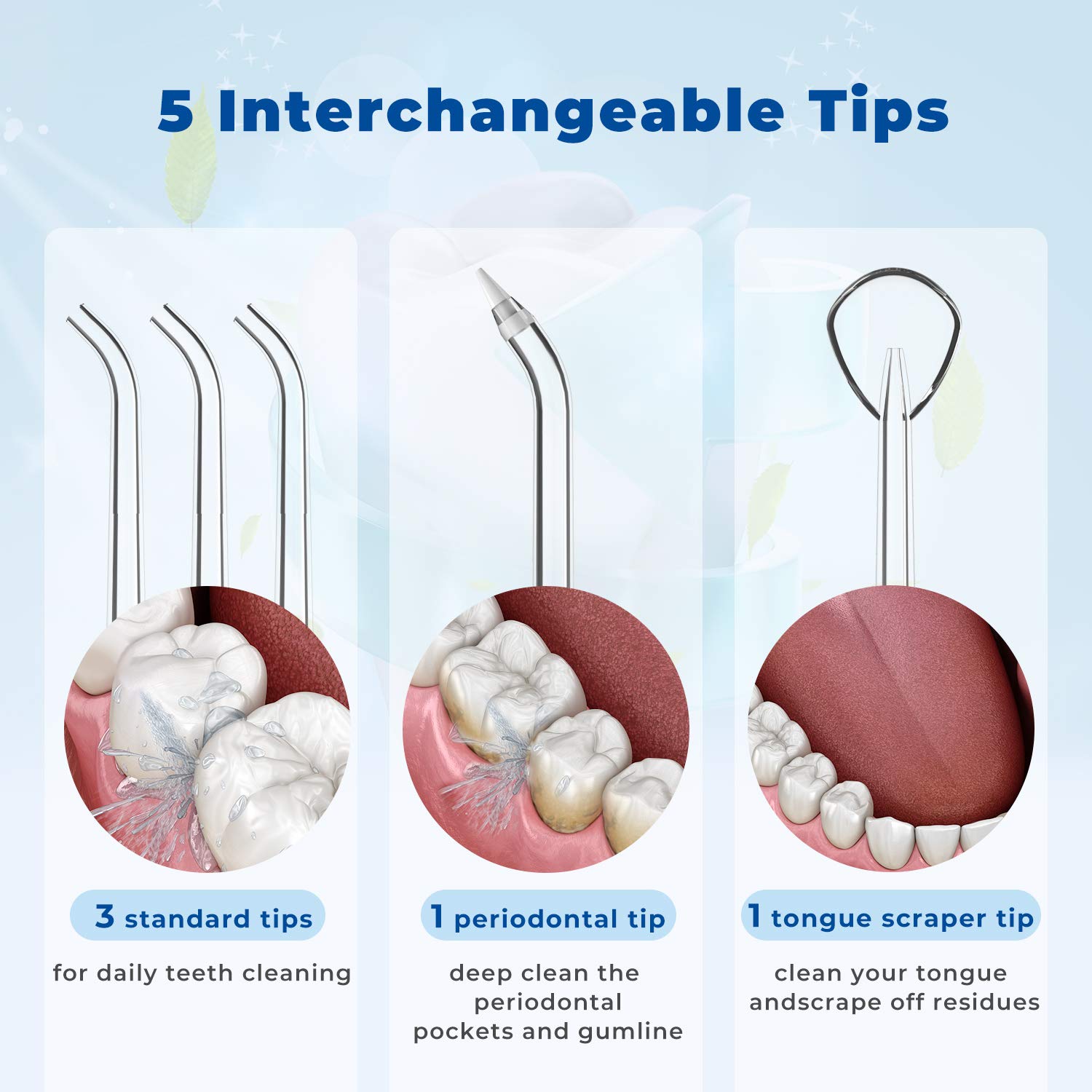 Water Flosser, Dr.meter Oral Irrigator with 4 Flossing Modes, 5 Jet Tips Cordless Water Flosser for Braces, IPX7 Waterproof Portable Water Flosser for Home and Travel, USB Charged for 20-Days Use