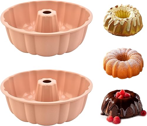 Miniatura 13 de Paquete de 2 moldes de silicona antiadherentes, 10 pulgadas, moldes de silicona para pasteles, molde para hornear para gelatina, gelatina, pastel,