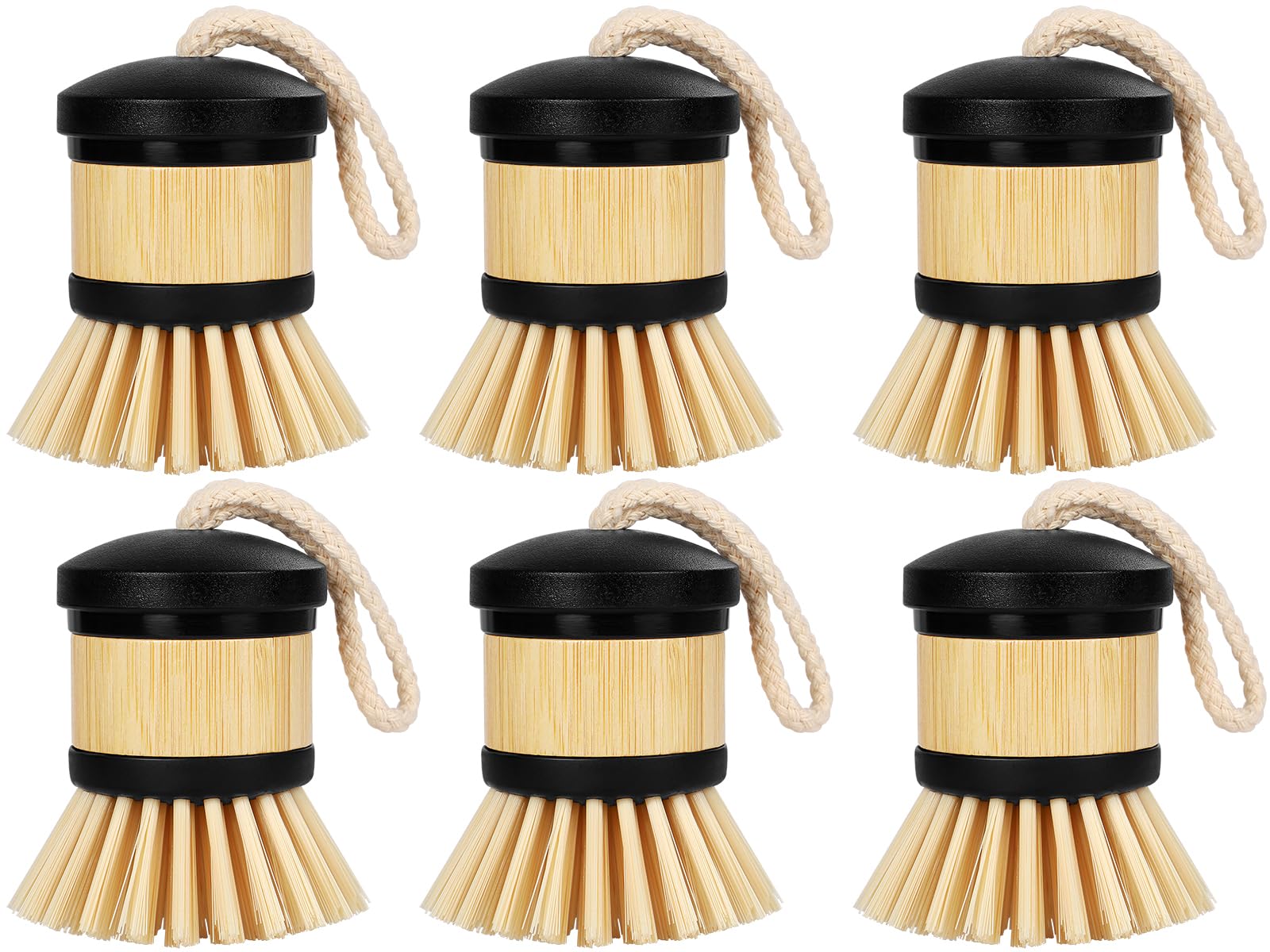 Dish Brush, Palm Scrubber with Comfortable Grip for Dishes Kitchen Sink Vegetables Scrubbing, 6 Pack