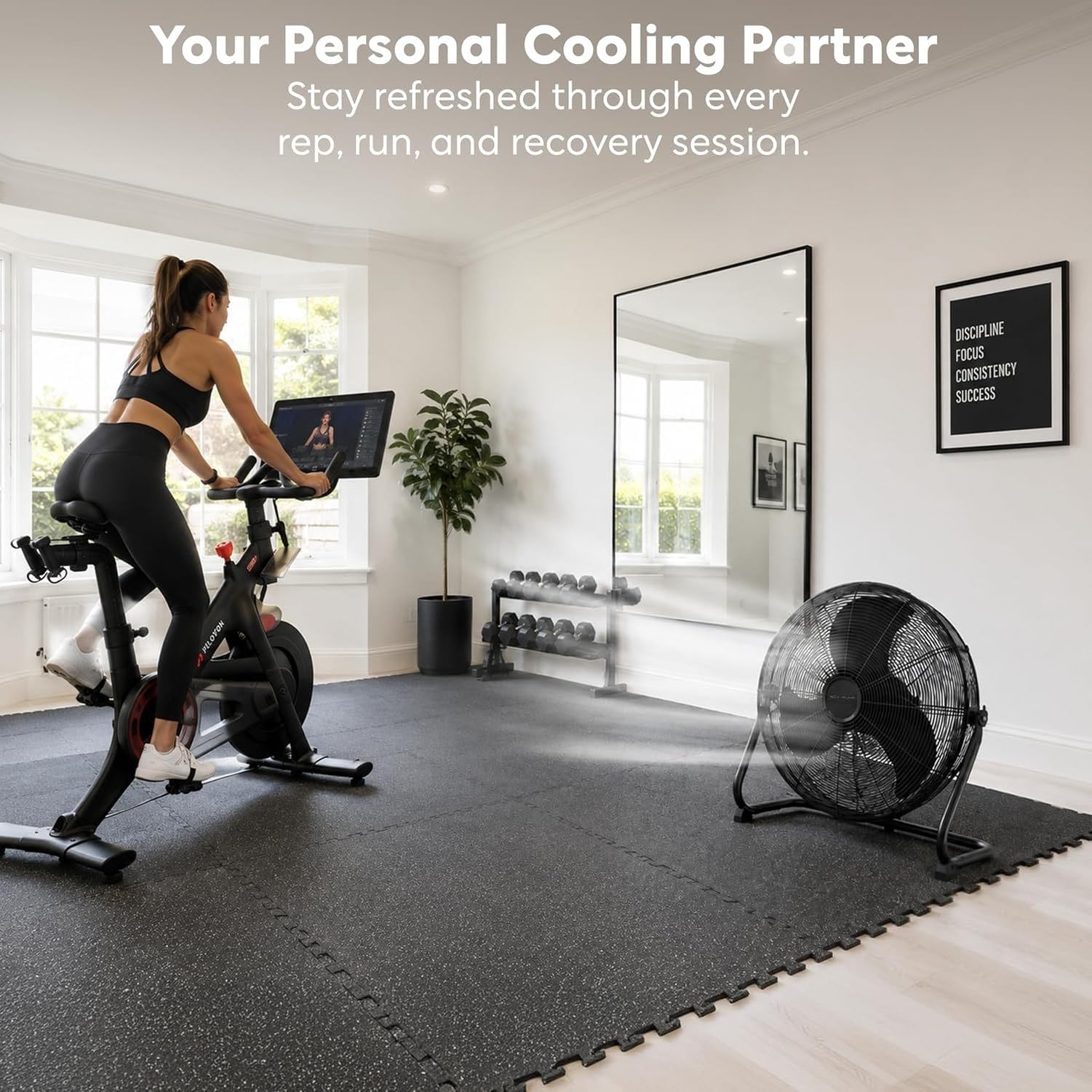 Ventilador de Pie 50 cm, Ventilador de Aire Potente de Alta Velocidad para Circular Aire, con 3 Velocidades e Inclinación Ajustable, para Hogar Oficina y Gimnas, Black Mono, 20"